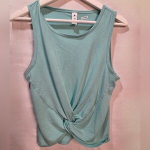 Yogalicious Teal Tie Front Workout Crop Tank Size M